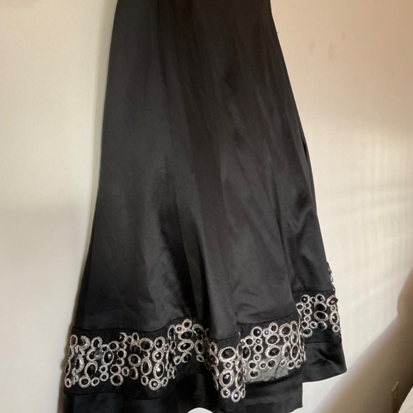 Nine West Black Satin Dress with Special Gems Design on the Skirt - Picture 4 of 6
